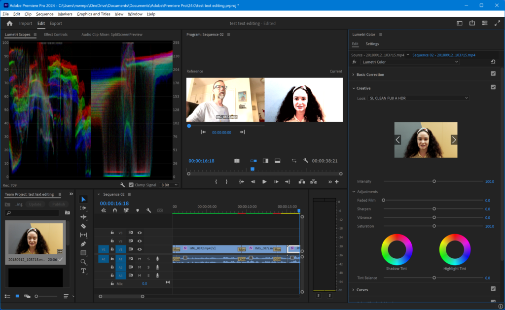 Adobe Premiere Pro dashboard
