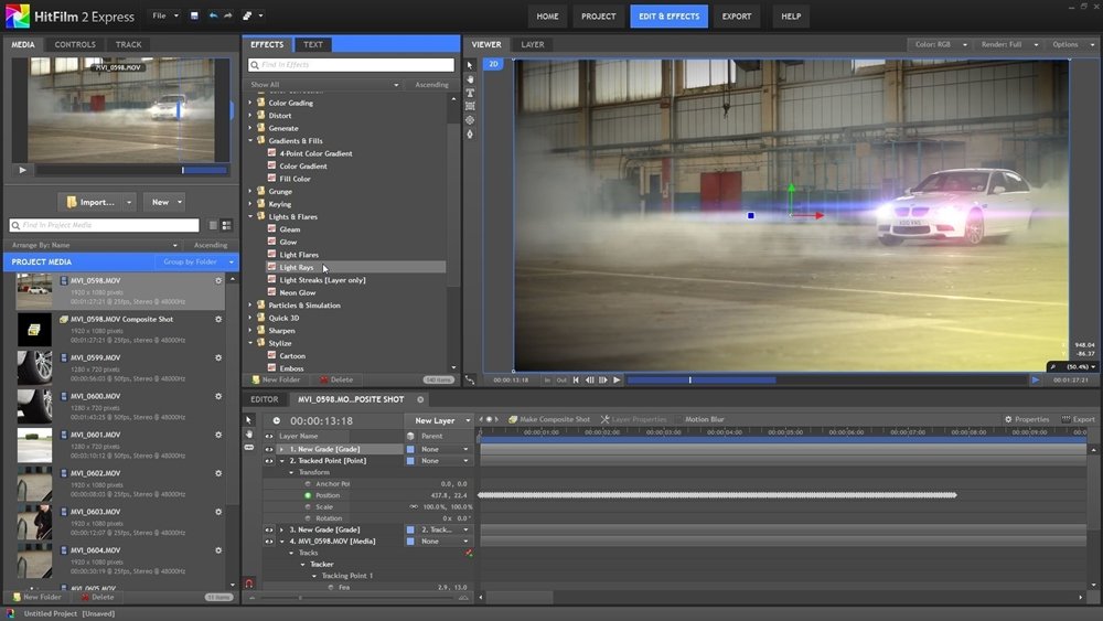 Hitfilm express dashboard