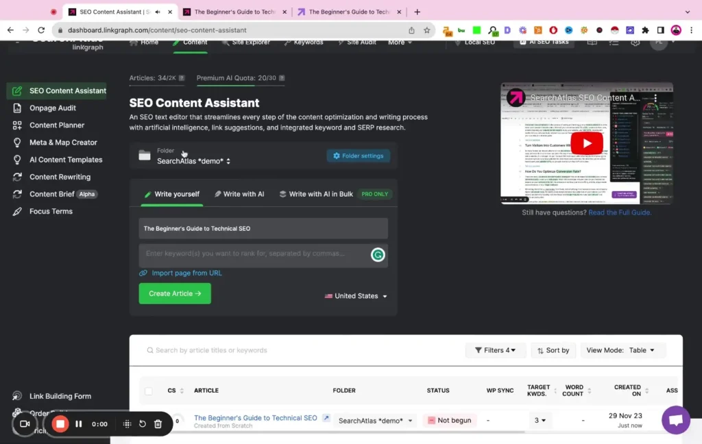 Search atlas dashboard